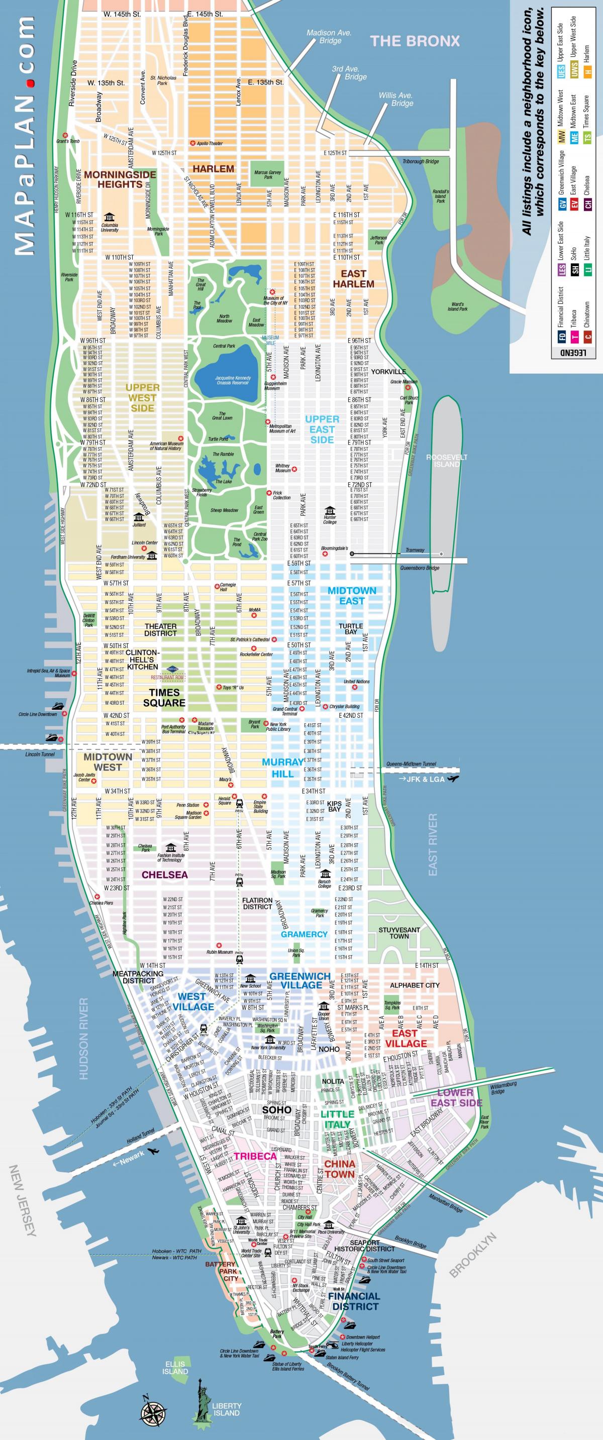nemokama versija spausdinimui žemėlapis NYC Manhattan