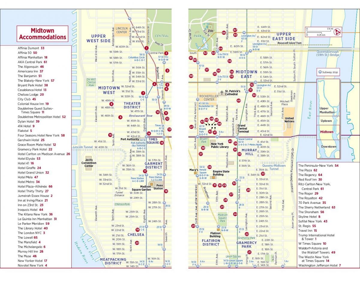 versija spausdinimui pėsčiomis žemėlapis midtown Manhattan