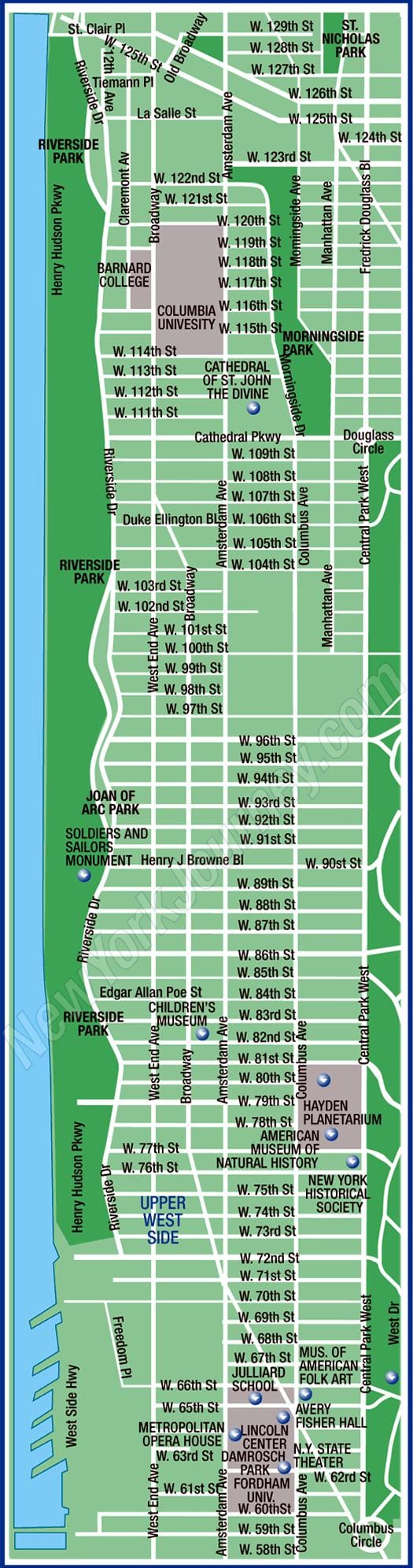 viršutinės Manhattan žemėlapyje
