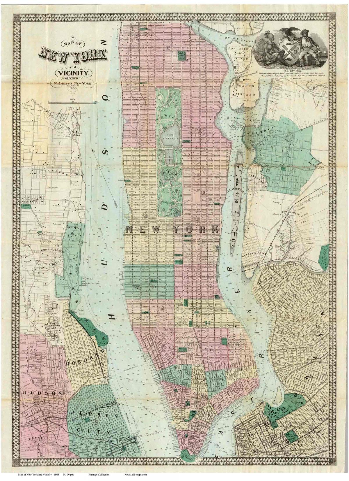 istoriniai žemėlapiai Manhattan