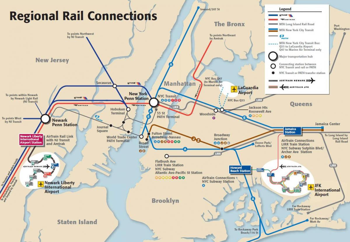 JFK į Manheteno metro žemėlapis