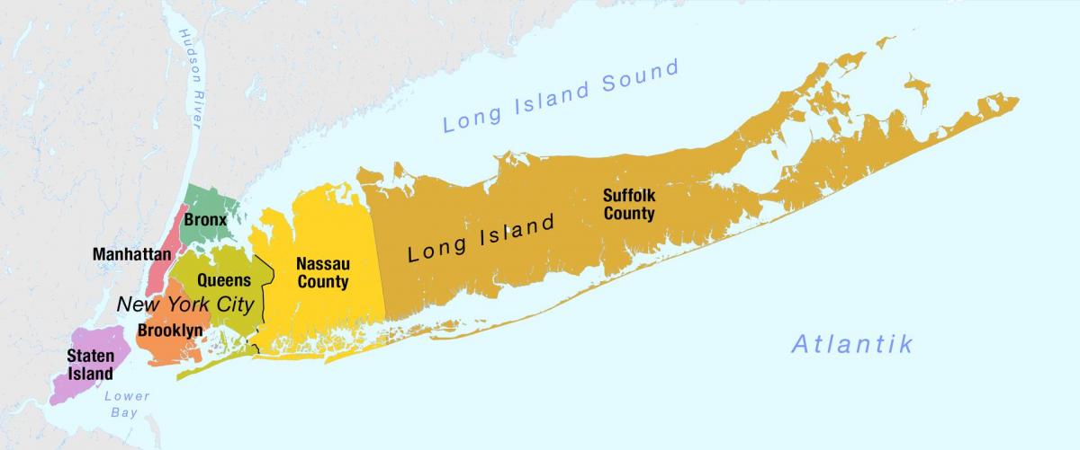 žemėlapis niujorko Manheteno ir long island