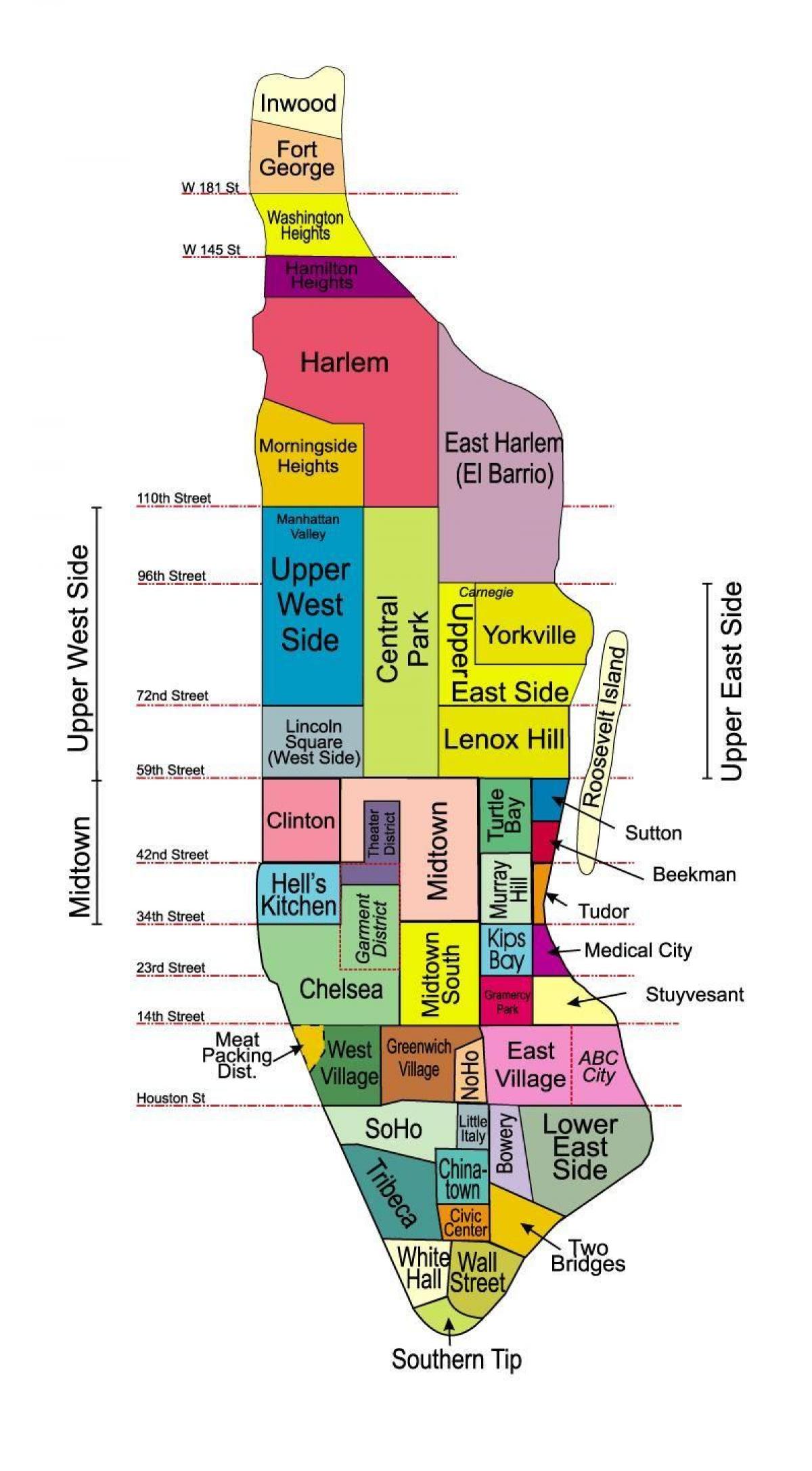 žemėlapis Manhattan miestelių