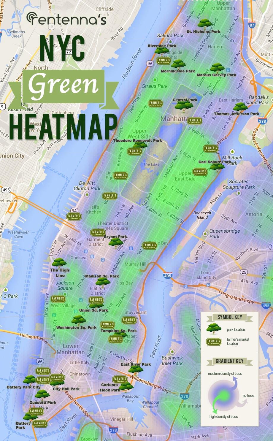žemėlapis Manhattan parkai