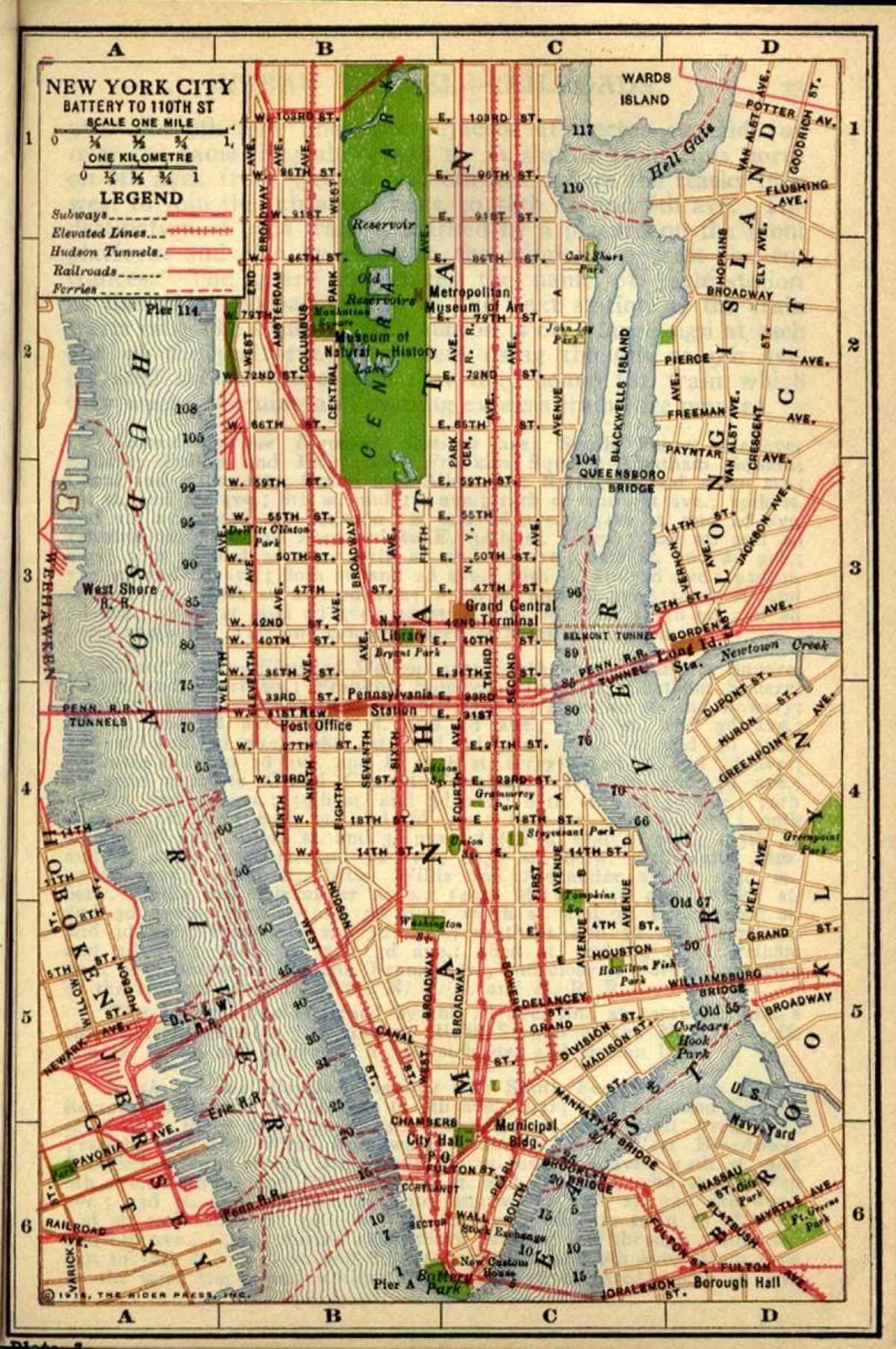 žemėlapis senas Manhattan