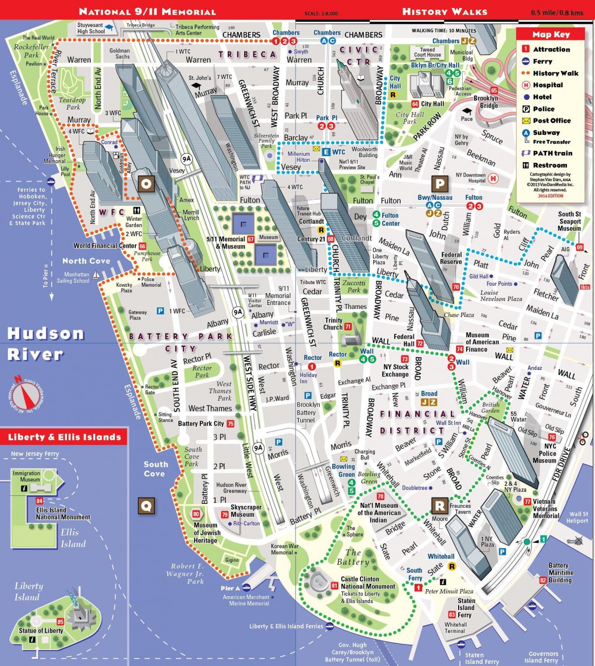 žemutiniame Manhetene turizmo žemėlapyje