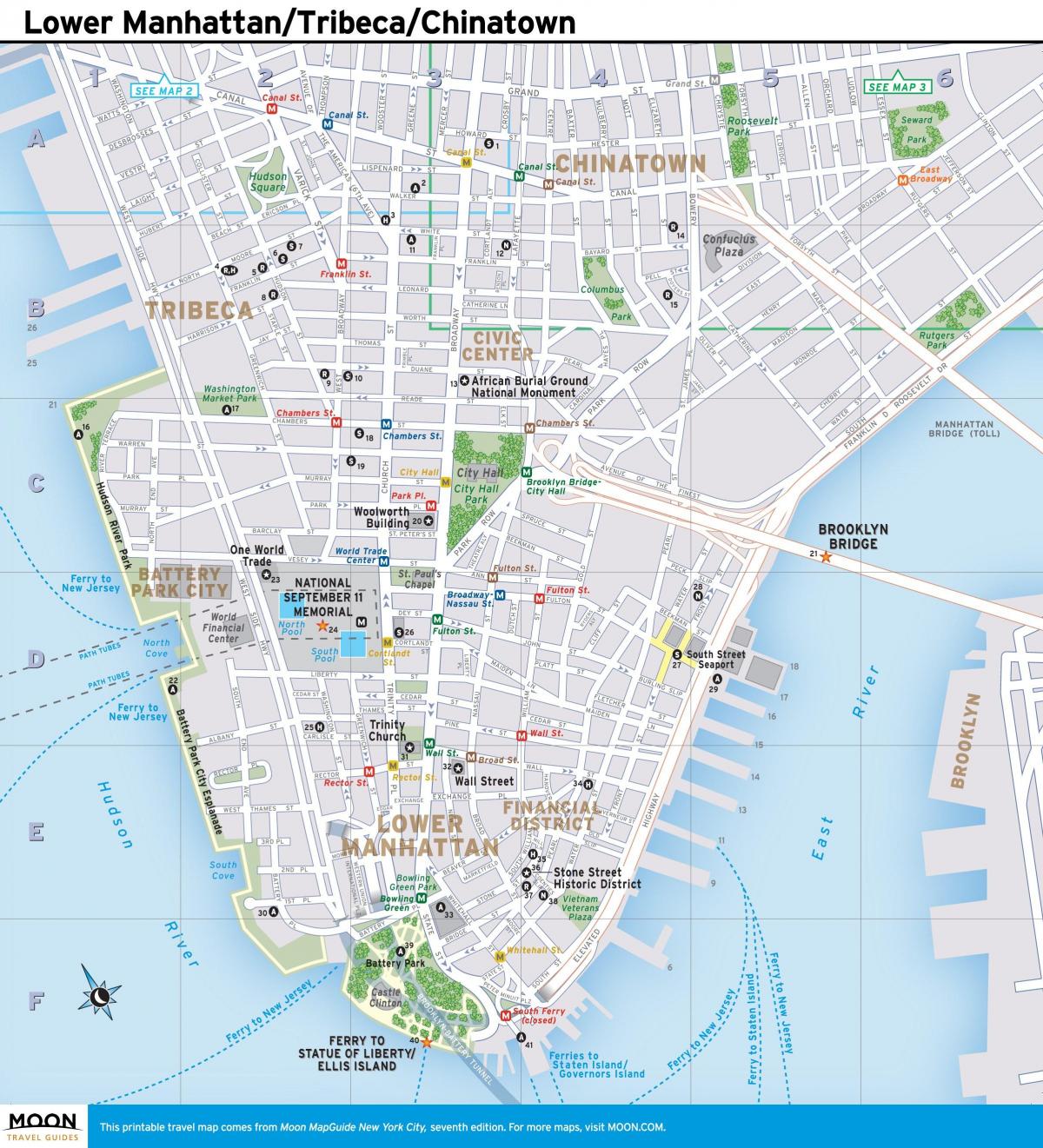 žemėlapis žemutiniame Manhetene ny