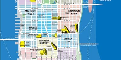 Žemėlapis viršutinės Manhattan rajonų