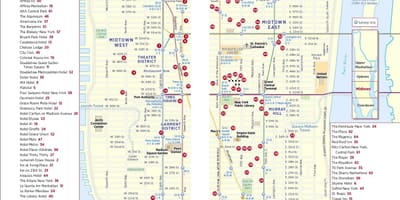Versija spausdinimui pėsčiomis žemėlapis midtown Manhattan