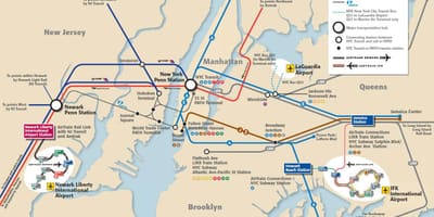 JFK į Manheteno metro žemėlapis
