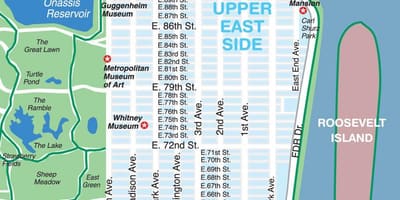 Žemėlapis Manhattan upper east side